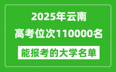 2025云南高考位次110000名能報(bào)考什么大學(xué)？附能上大學(xué)名單