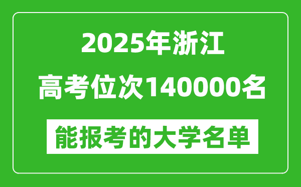 2025浙江高考位次140000名能報考什么大學(xué)？附能上大學(xué)名單