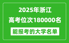 2025浙江高考位次180000名能報考什么大學？附能上大學名單