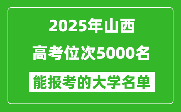 2025山西高考位次5000名能報(bào)考什么大學(xué)?附能上大學(xué)名單