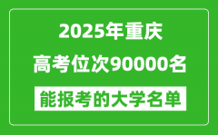 2025重慶高考位次90000名能報考什么大學(xué)？附能上大學(xué)名單