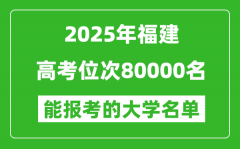2025福建高考位次80000名能報(bào)考什么大學(xué)？附能上大學(xué)名單