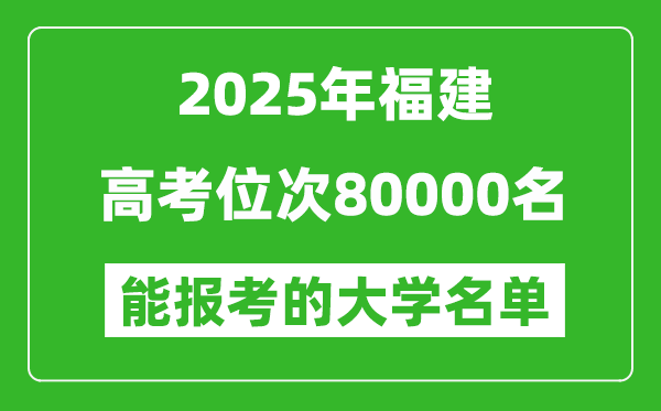2025福建高考位次80000名能報考什么大學？附能上大學名單