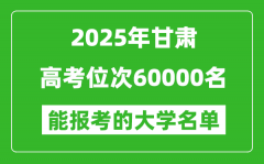 2025甘肅高考位次60000名能報(bào)考什么大學(xué)？附能上大學(xué)名單