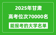 2025甘肅高考位次70000名能報(bào)考什么大學(xué)？附能上大學(xué)名單