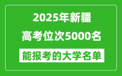 2025新疆高考位次5000名能報考什么大學(xué)？附能上大學(xué)名單