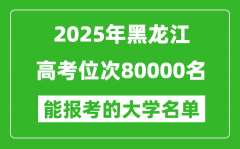 2025黑龍江高考位次80000名能報(bào)考什么大學(xué)？附能上大學(xué)名單