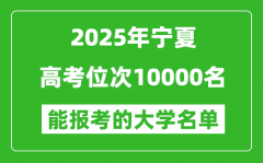 2025寧夏高考位次10000名能報(bào)考什么大學(xué)？附能上大學(xué)名單