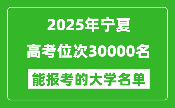2025寧夏高考位次30000名能報考什么大學(xué)？附能上大學(xué)名單