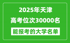 2025天津高考位次30000名能報(bào)考什么大學(xué)？附能上大學(xué)名單