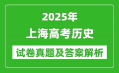 2025年上海高考?xì)v史試卷真題及答案解析(完整版)