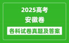 2025高考安徽卷各科試卷真題及答案(9科全)