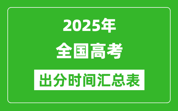 2025年全國(guó)高考出分時(shí)間匯總表,各省市高考成績(jī)公布時(shí)間一覽