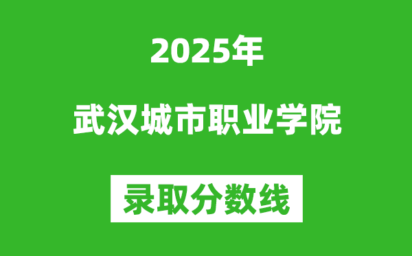 武漢城市職業(yè)學院2025年錄取分數(shù)線（含2024歷年）